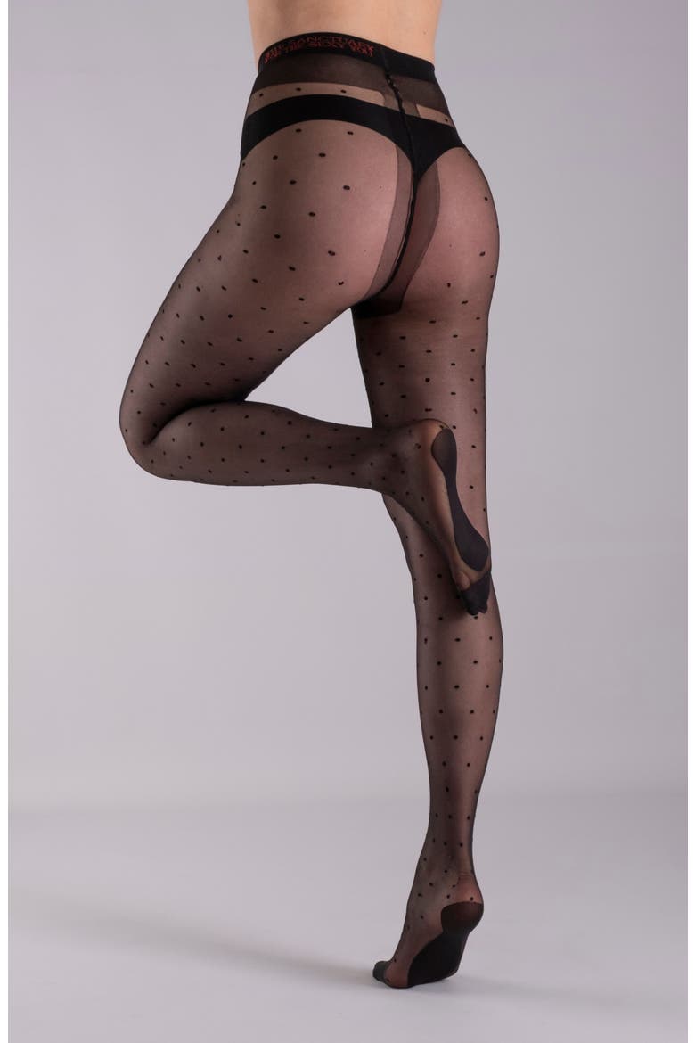 Polka Dot Tights, Alternate, color, BLACK