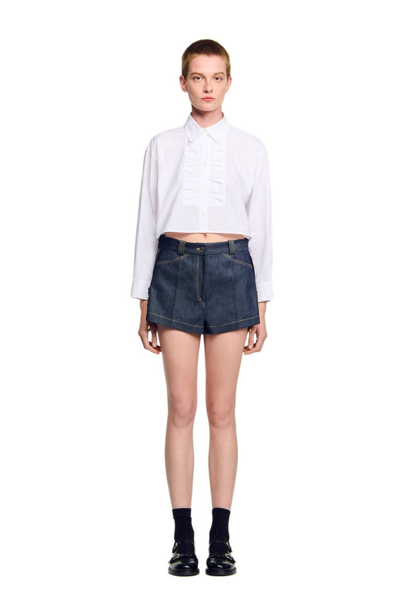 SANDRO Denim belt loop shorts, Main, color, Deep Blue