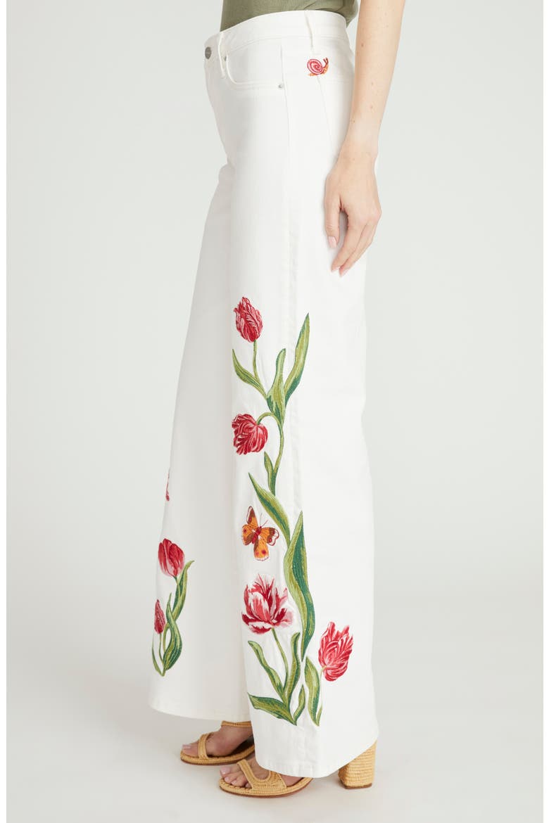 Penelope Embroidered Wide Leg Jeans, Alternate, color, WHITE