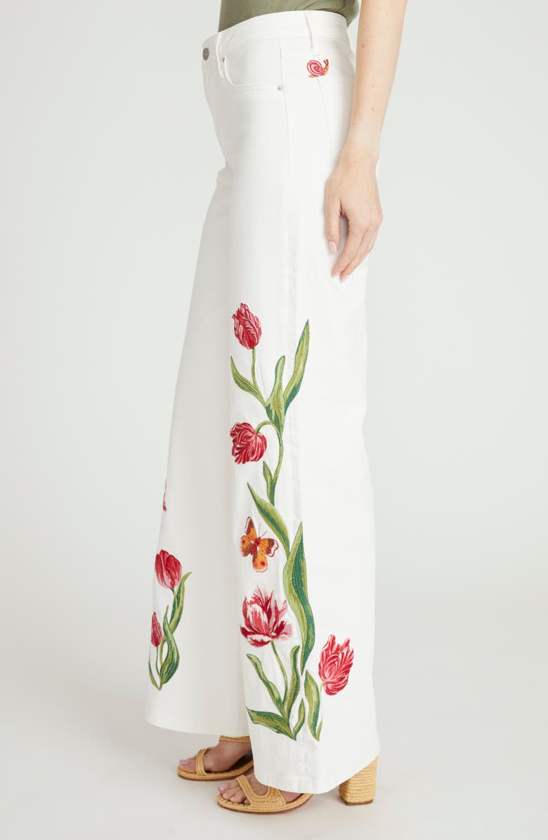 Driftwood Penelope Embroidered Wide Leg Jeans, Alternate, color, White