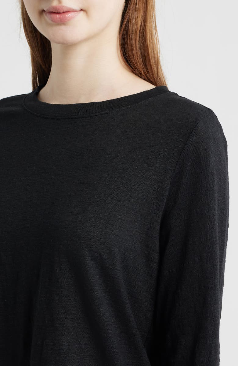 Eileen Fisher Long Sleeve Organic Linen T-Shirt, Alternate, color, Black