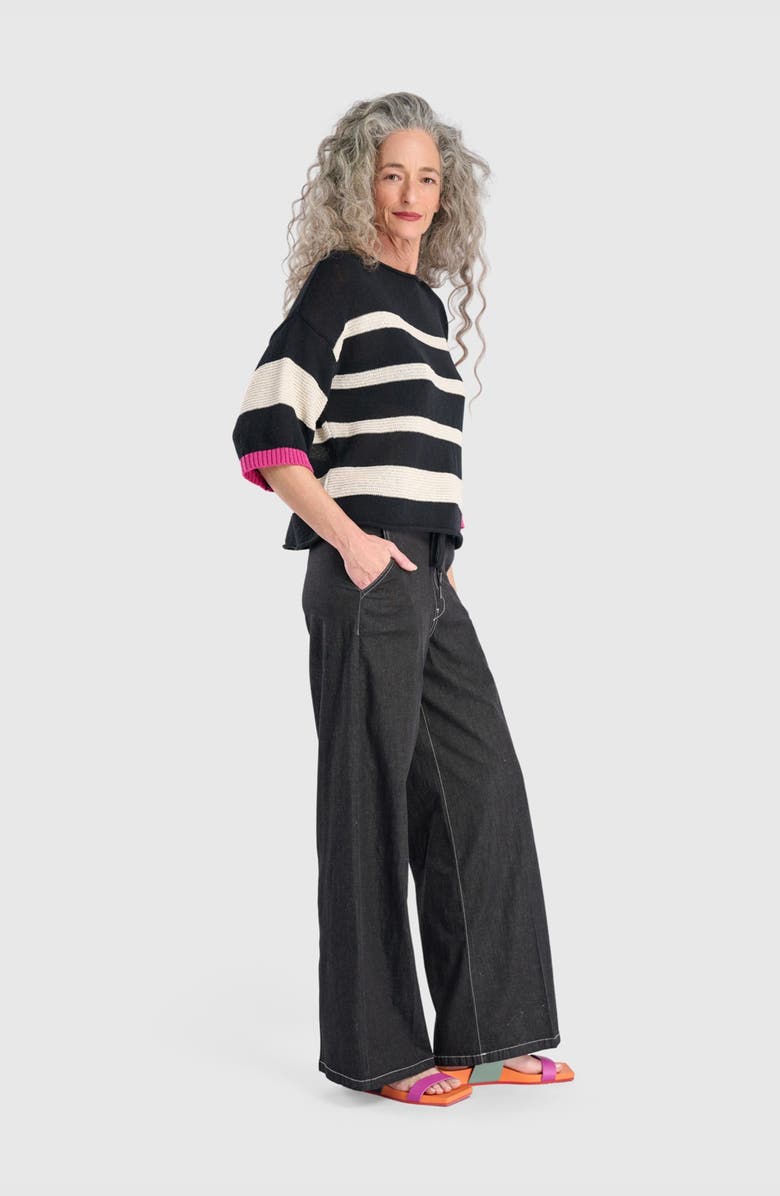 Alembika Boxy Stripes Sweater, Alternate, color, Black/Cream