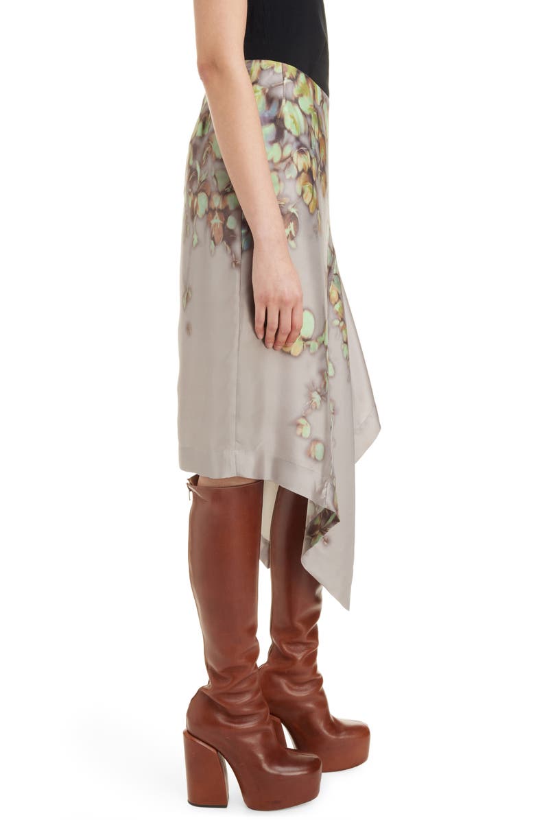 Dries Van Noten Axo Floral Print Asymmetric Silk Skirt, Alternate, color,