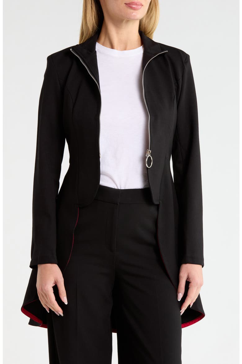 O-Ring Zip Ponte Jacket, Main, color, BLACK