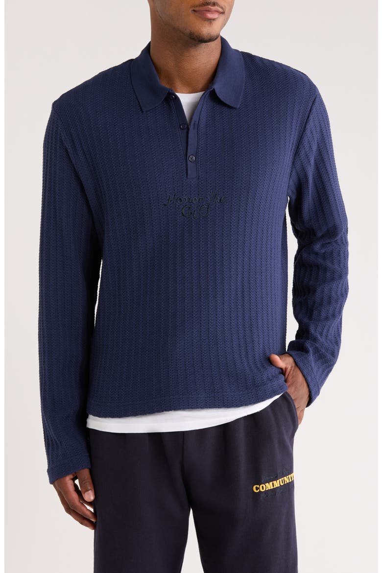 Long Sleeve Polo, Main, color, NAVY