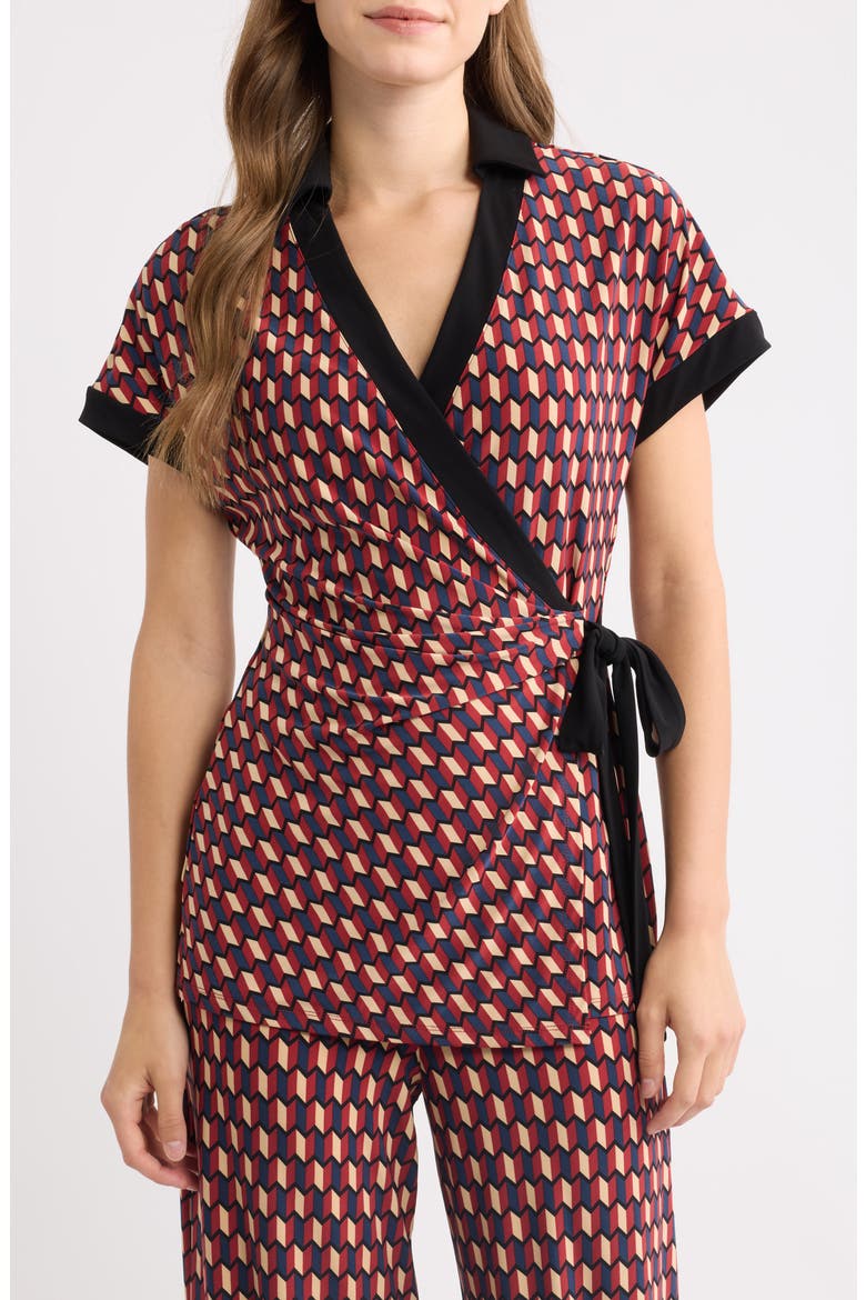 Print Wrap Top, Main, color, RUST MULTI