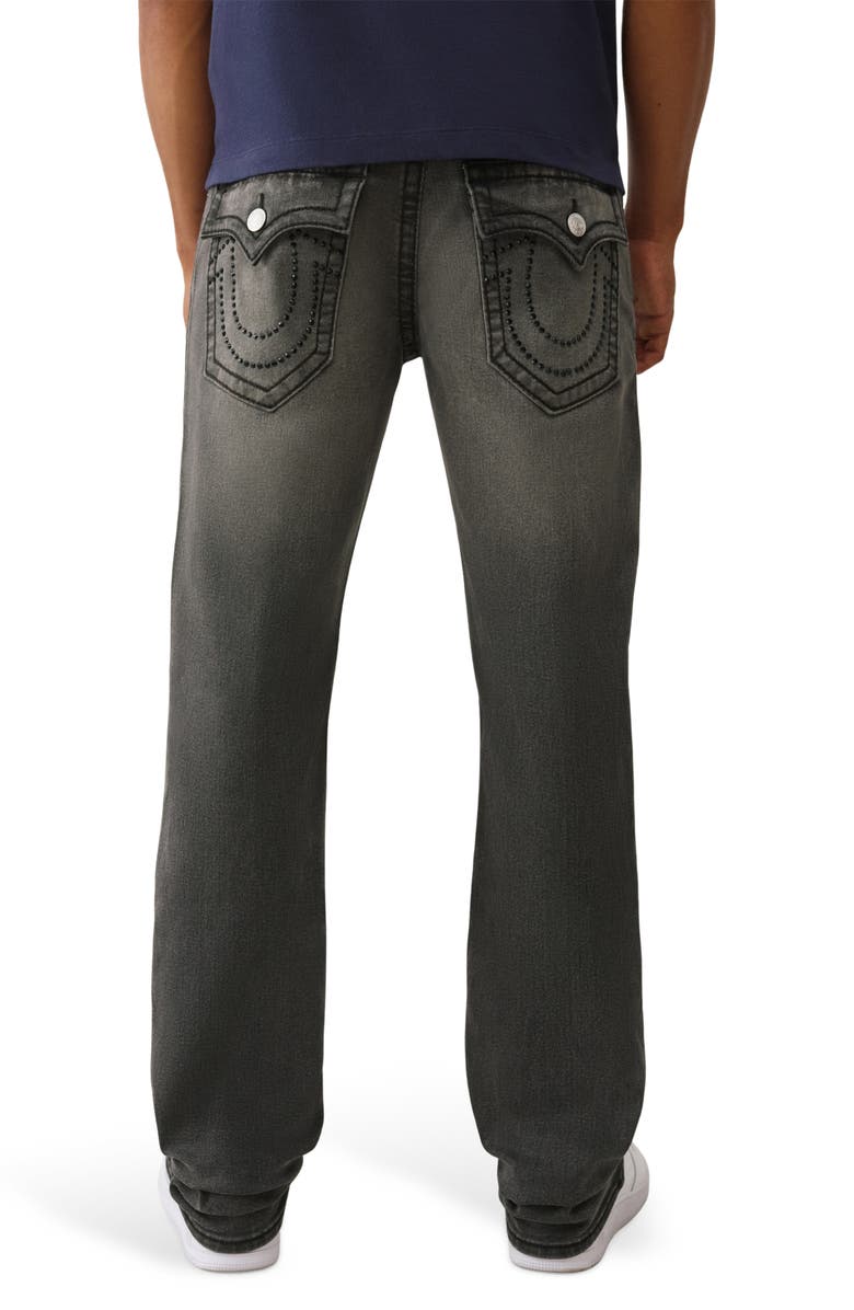 True Religion Ricky Stud T-Flap Straight Leg Jeans, Alternate, color, Grey Smores