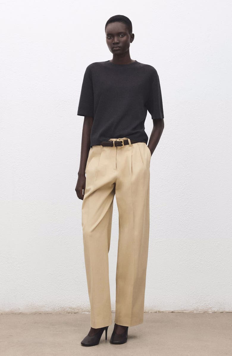 MANGO Short Sleeve Wool 
Cotton Crewneck Sweater, Alternate, color, Medium Heather Grey