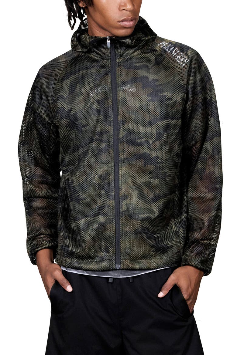 Camo Mesh Zip Hoodie, Main, color, CAMO