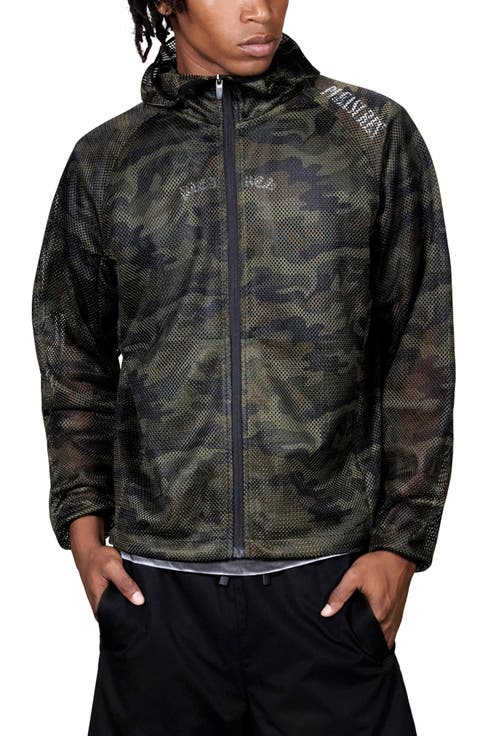 Camo Mesh Zip Hoodie