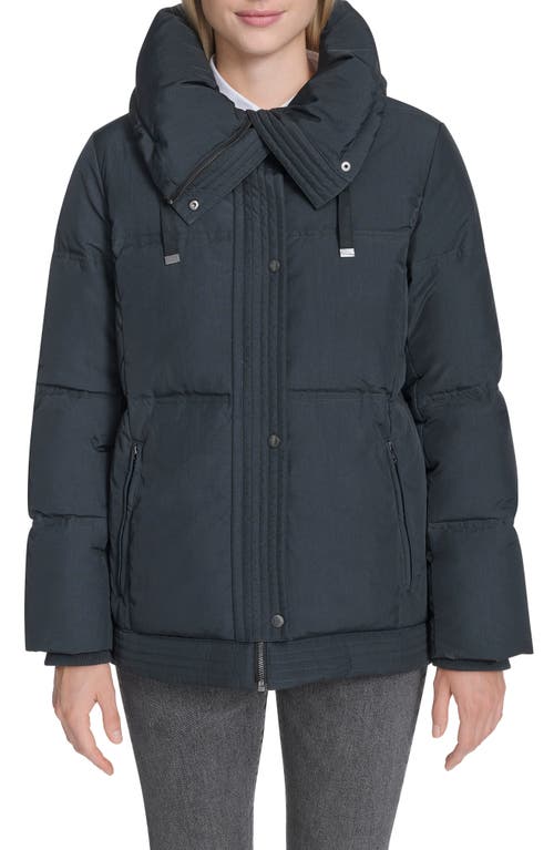 Cole Haan Signature Stand Collar Nylon Twill Insulated Jacket In Blue
