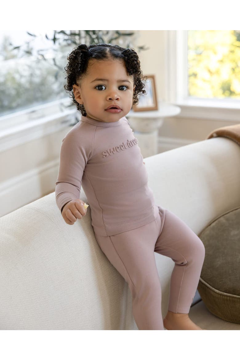 Kid's Cotton Fleece 3D Embossed Pajama Set, Alternate, color, Mauve