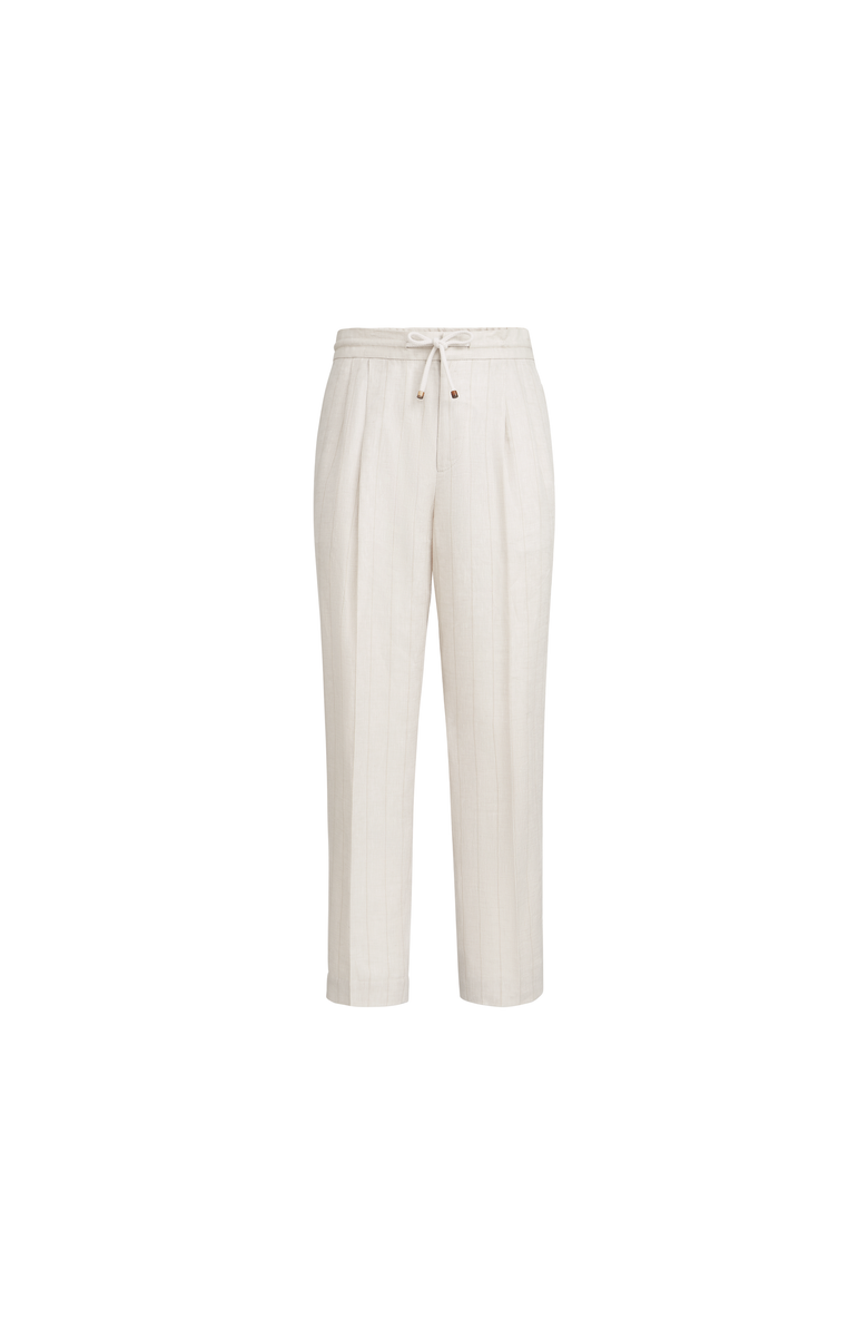 Brunello Cucinelli Chalk stripe chevron trousers, Alternate, color, Shell