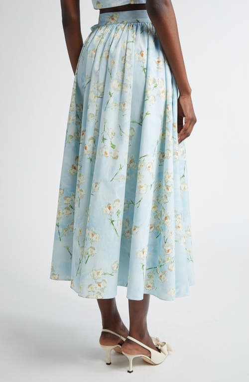Emilia Wickstead Evelyna Pleated Floral-print Cotton-poplin Midi Wrap Skirt In Little Lillies On Blue
