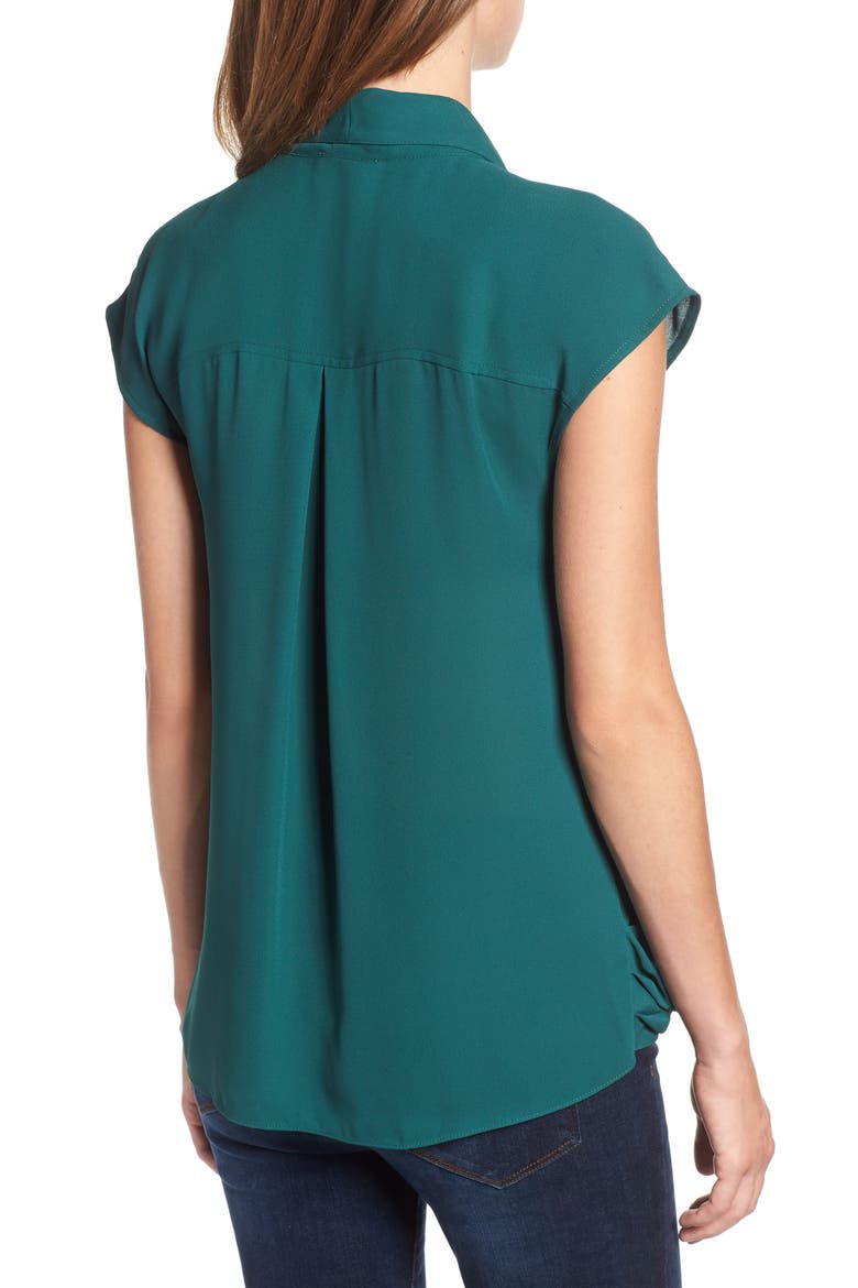Twist Front Knot Top, Alternate, color, GREEN BUG