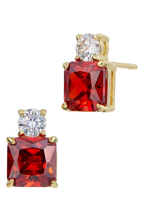 Cubic Zirconia Birthstone Stud Earrings