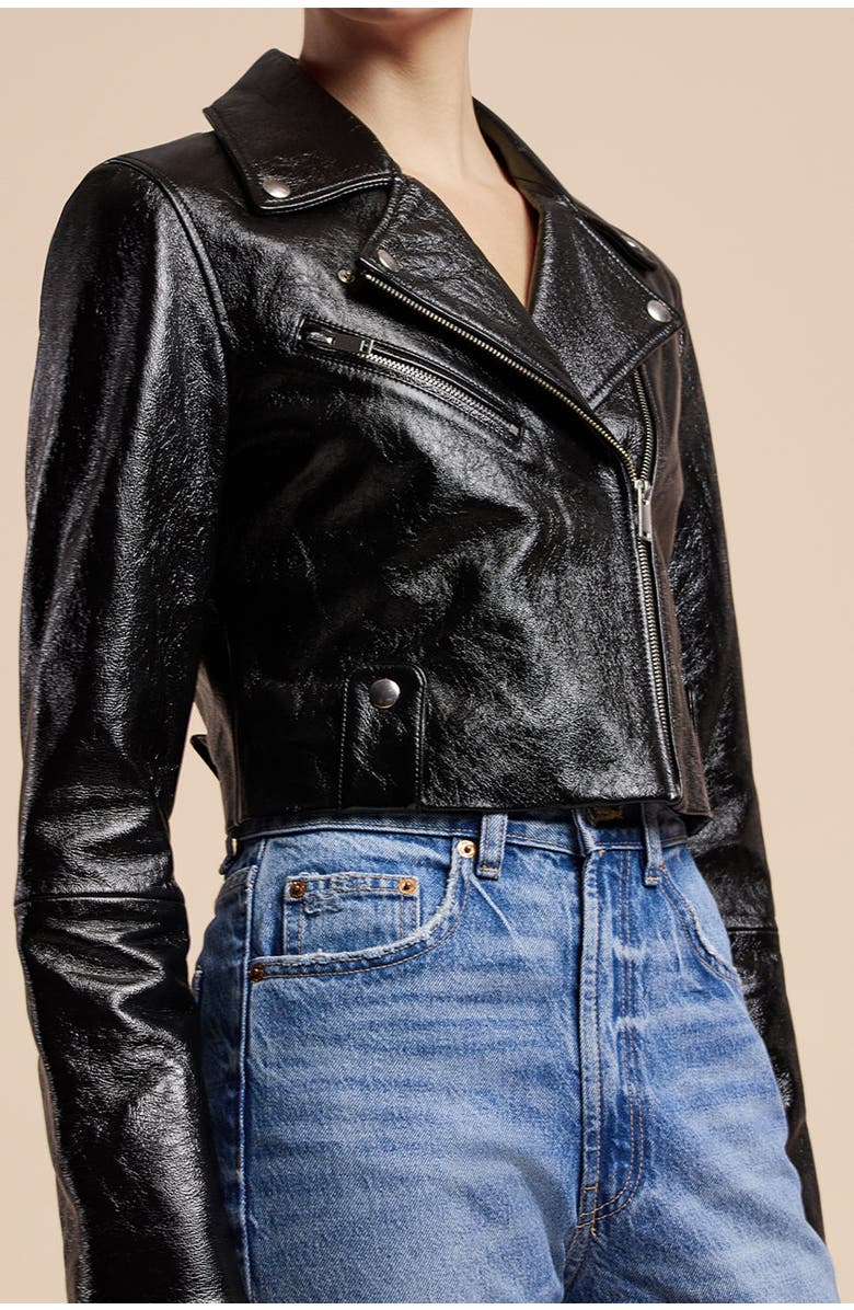 Rebecca Taylor Patent Moto Jacket, Main, color,