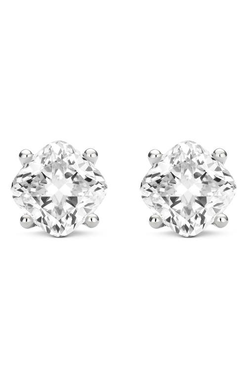 Lightbox 4-carat Cushion Cut Lab Grown Diamond Stud Earrings In White Gold