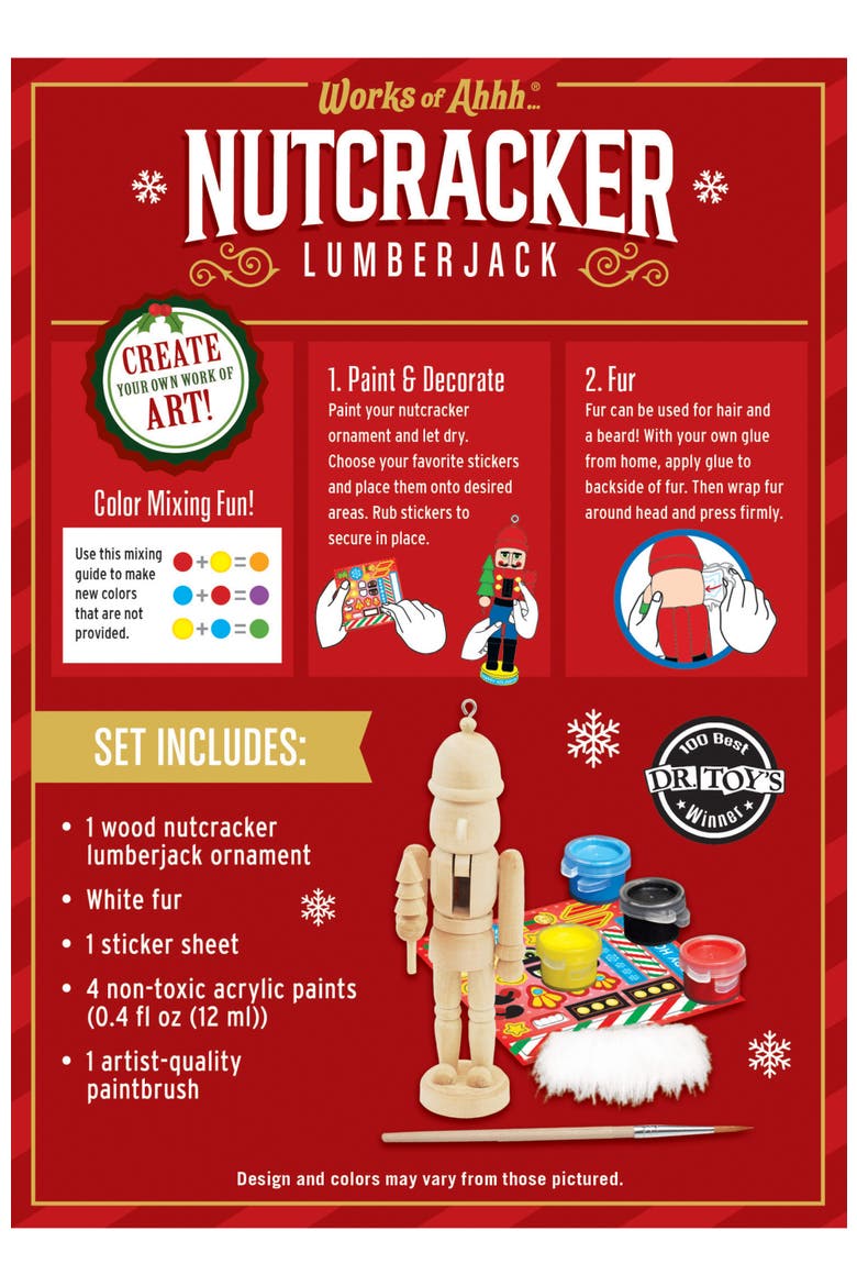 Nutcracker Lumberjack Ornament Paint Kit, Alternate, color, Multicolor