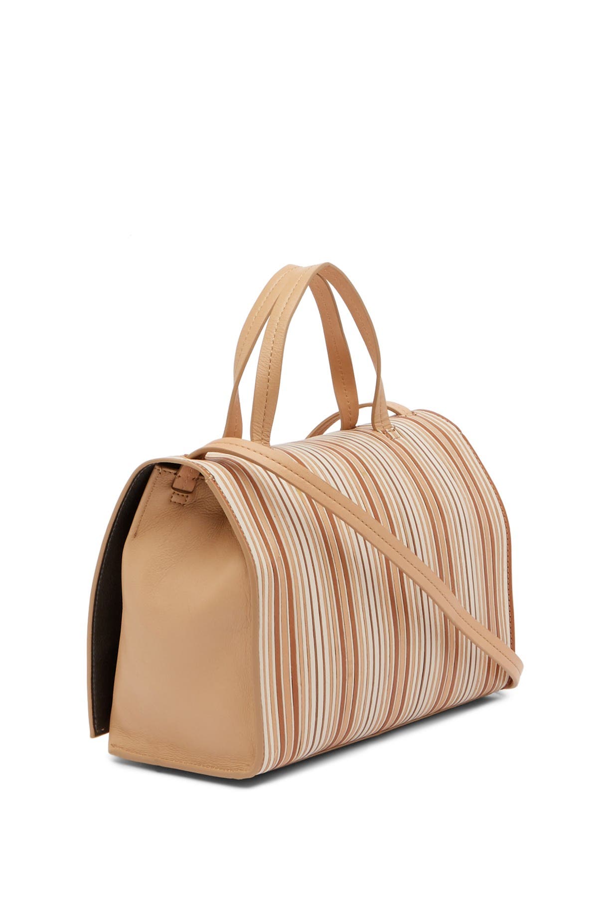 Christopher Kon Striped Combo Leather Satchel, Alternate, color, 