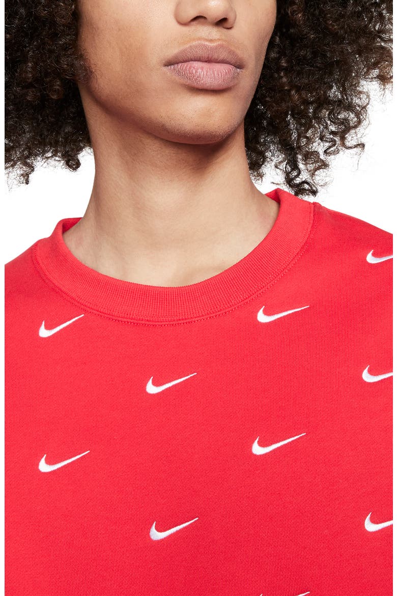NRG Embroidered Swoosh Crewneck Sweatshirt, Alternate, color, UNIVERSITY RED