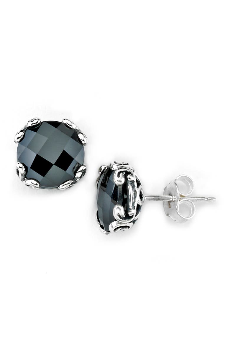 SAMUEL B. Sterling Silver Round Black Spinel Stud Earrings, Main, color, 