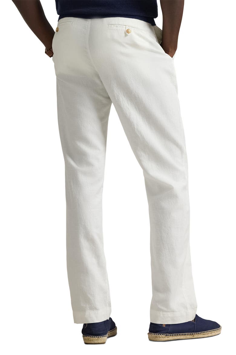 Bedford Classic Fit Linen & Cotton Pants, Alternate, color, WHITE