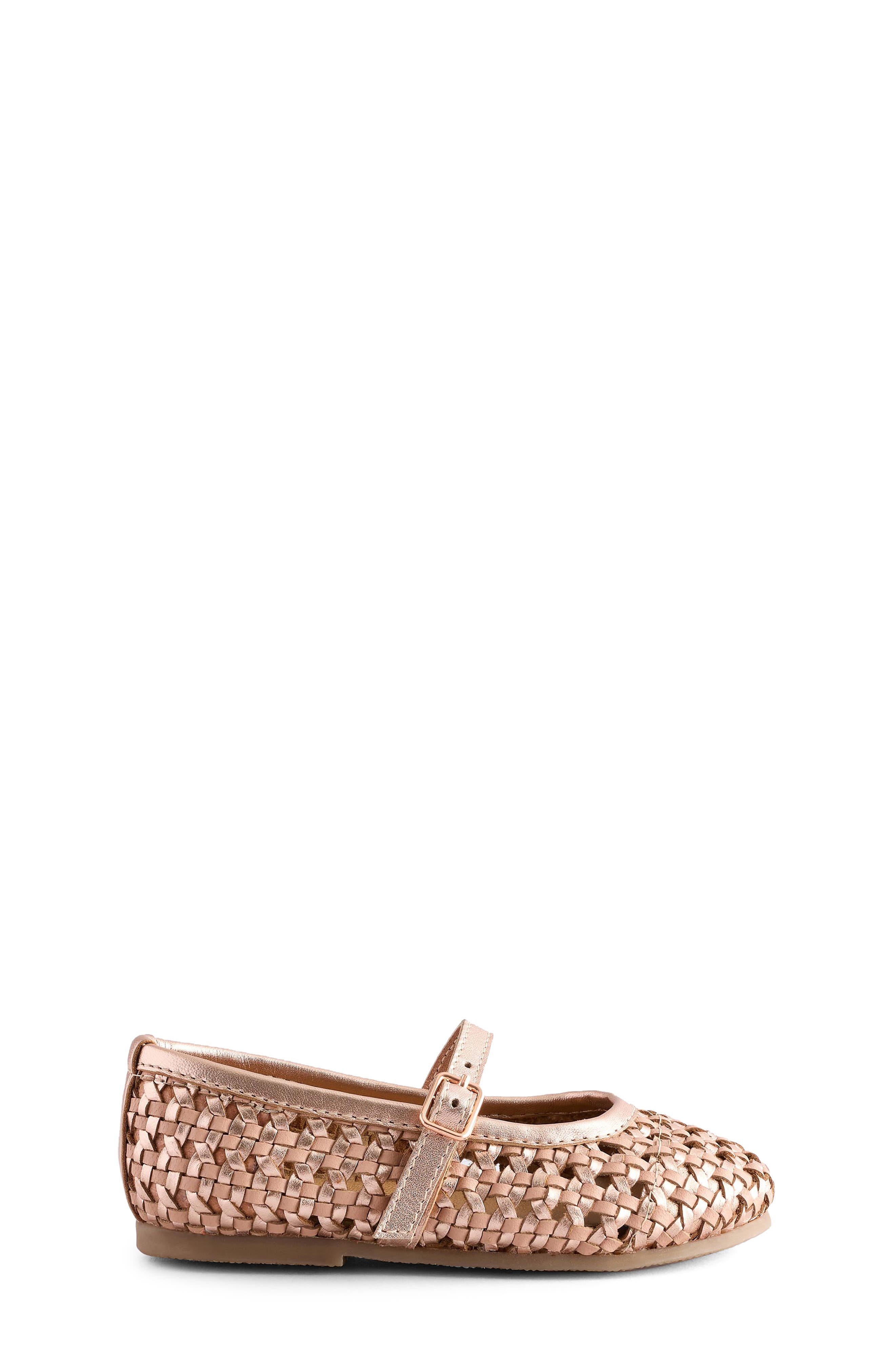 NEXT Kids' Woven Mary Jane Flat, Alternate, color, Rose Gold