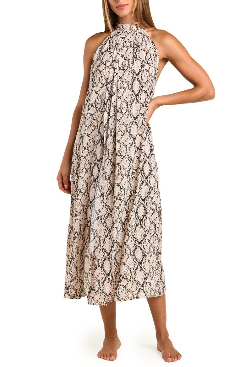 Island Serpent Midi Cover-Up Dress, Main, color, BEIGE MULTI