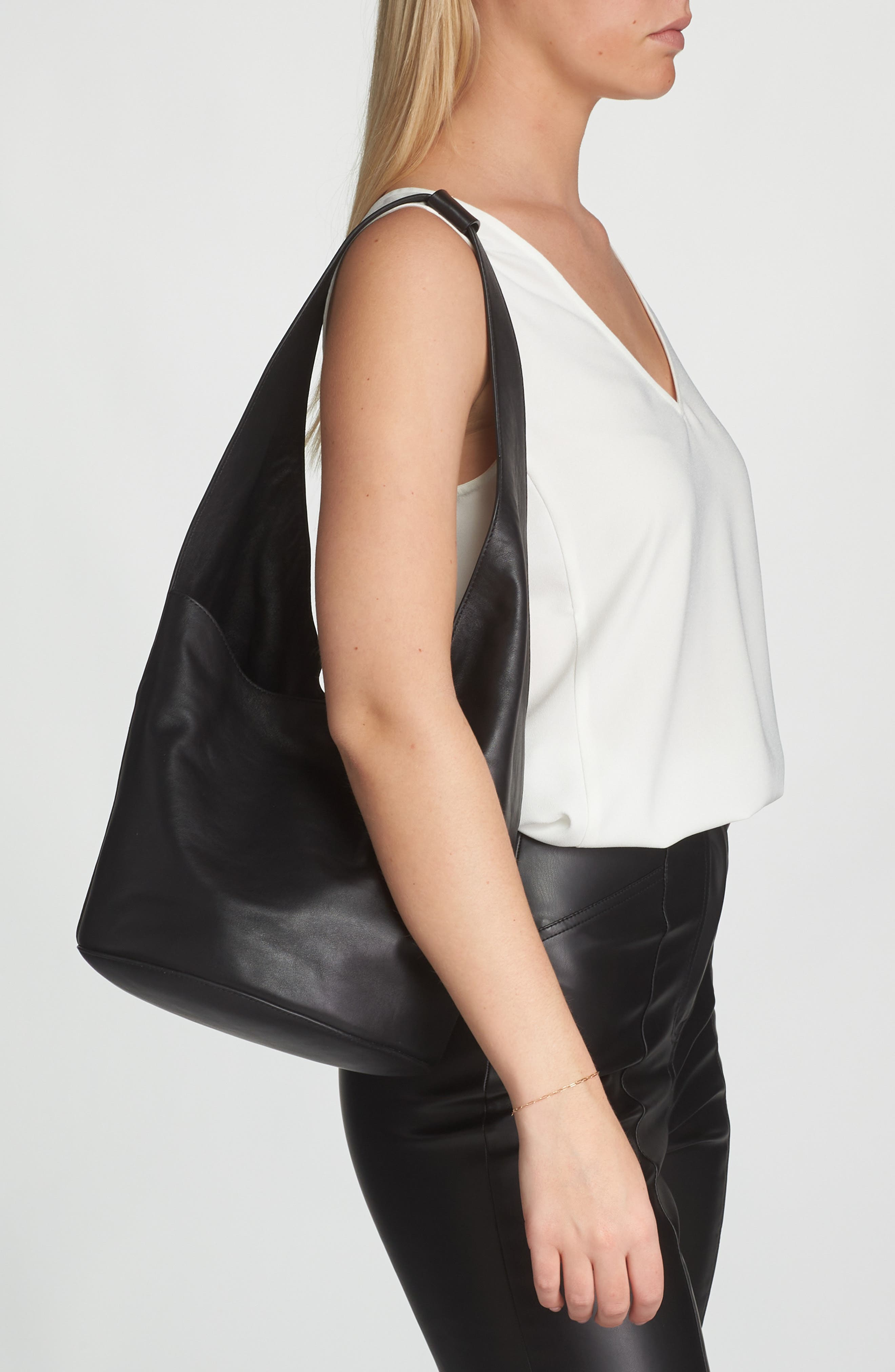 Reformation Medium Silvana Leather Bucket Bag, Alternate, color, 