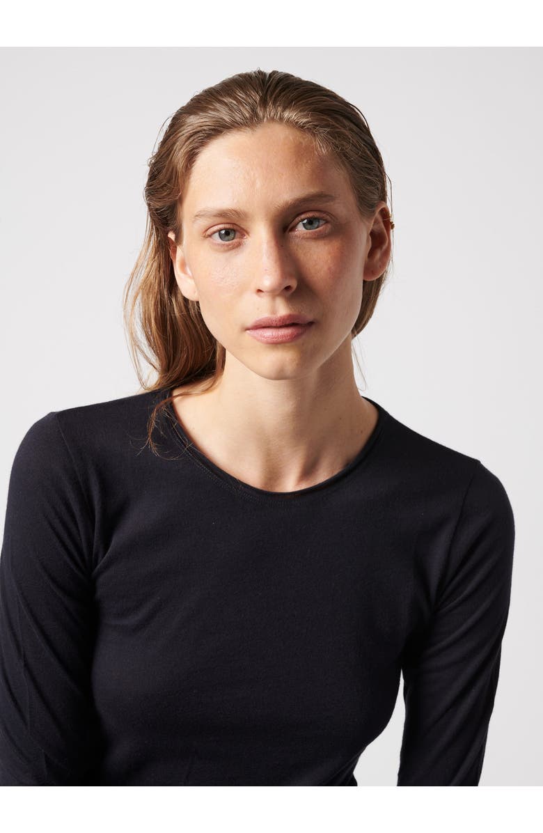 Majestic Filatures Cotton 'Silk Touch' Long Sleeve Crewneck T-Shirt, Alternate, color, Noir