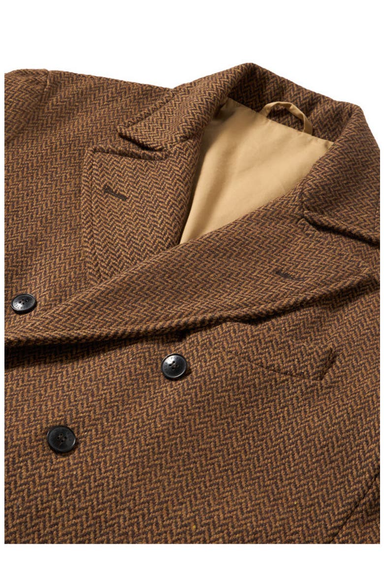 Serwilliam1 Tweed Double-Breasted Coat, Alternate, color, BROWN