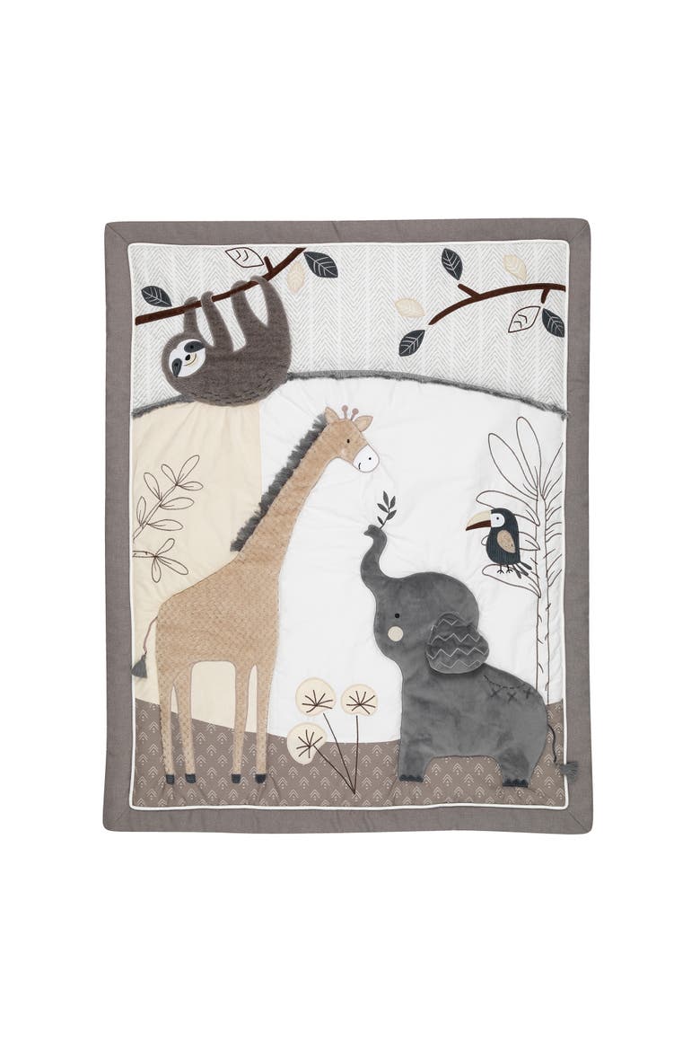 Baby Jungle Animals 4-Piece Crib Bedding Set, Alternate, color, Gray