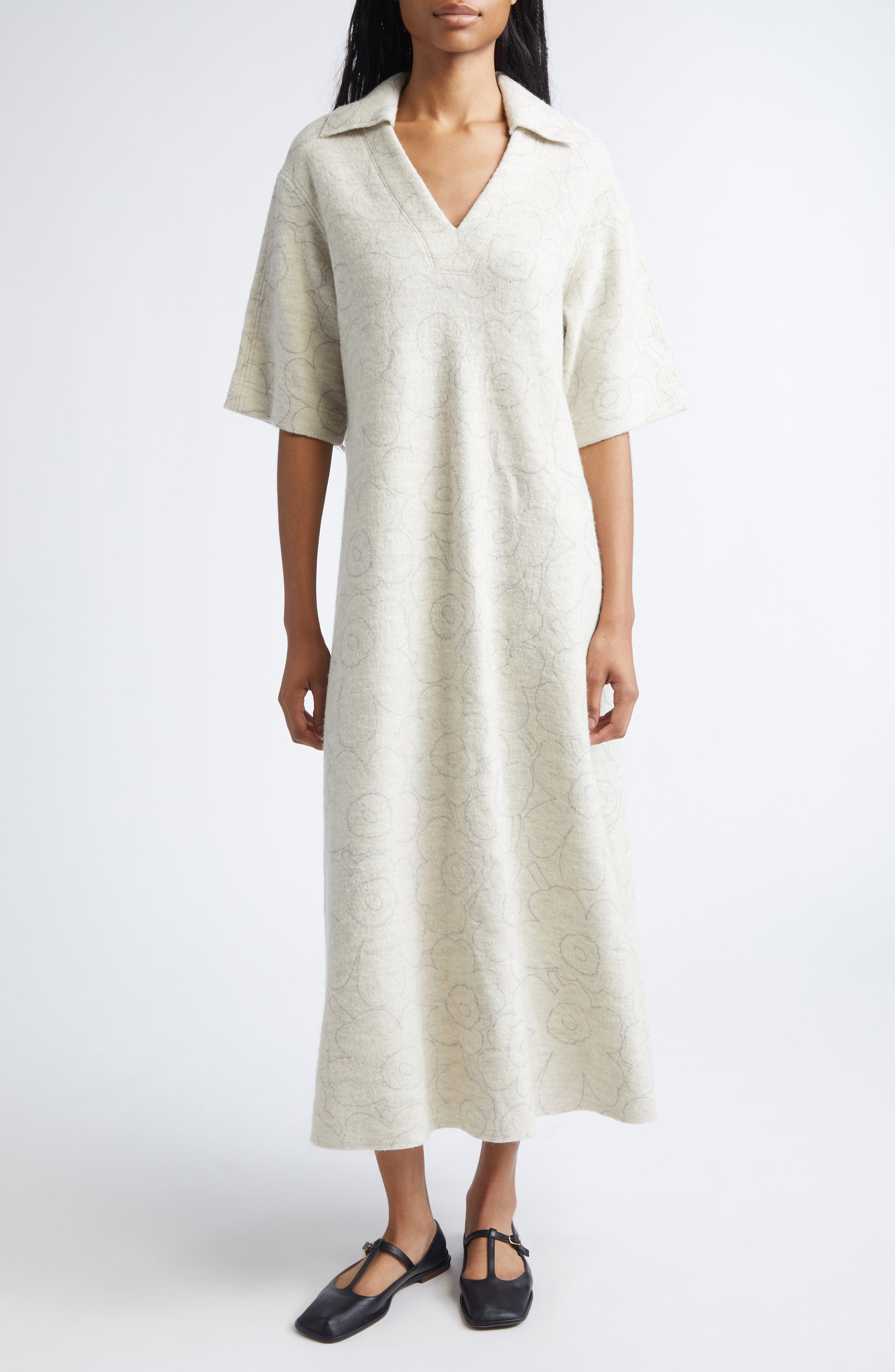 Marimekko Nietos Piirto Unikko Floral Wool Dress