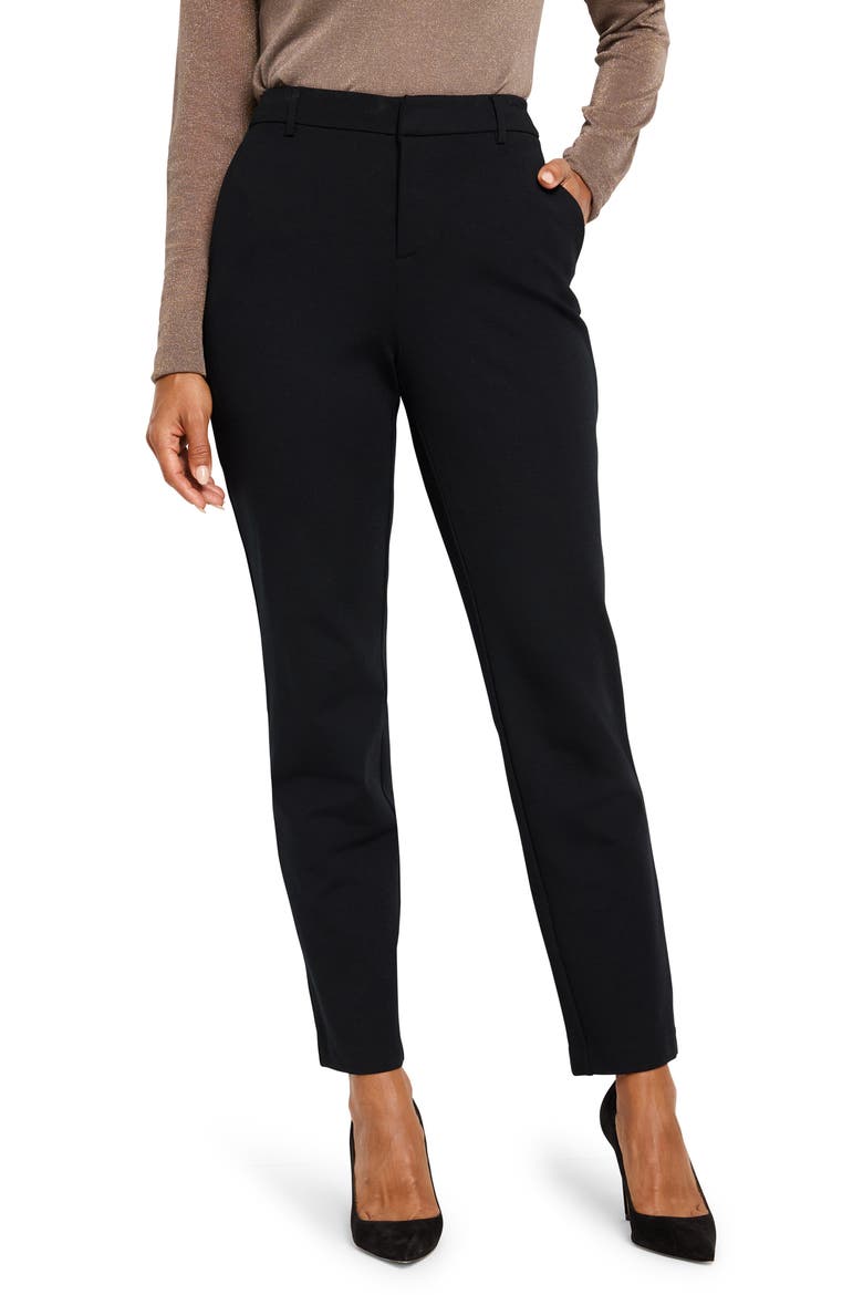 Ponte Knit Fly Front Pants, Main, color, BLACK ONYX