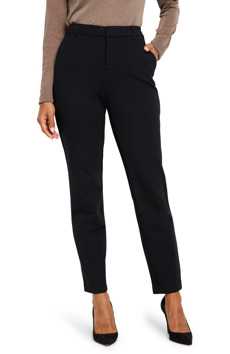 NIC+ZOE Ponte Knit Fly Front Pants, Main, color, Black Onyx