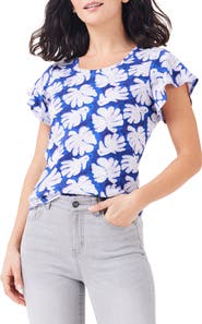 NZT by NIC+ZOE Shadow Palm Flutter Sleeve T-Shirt