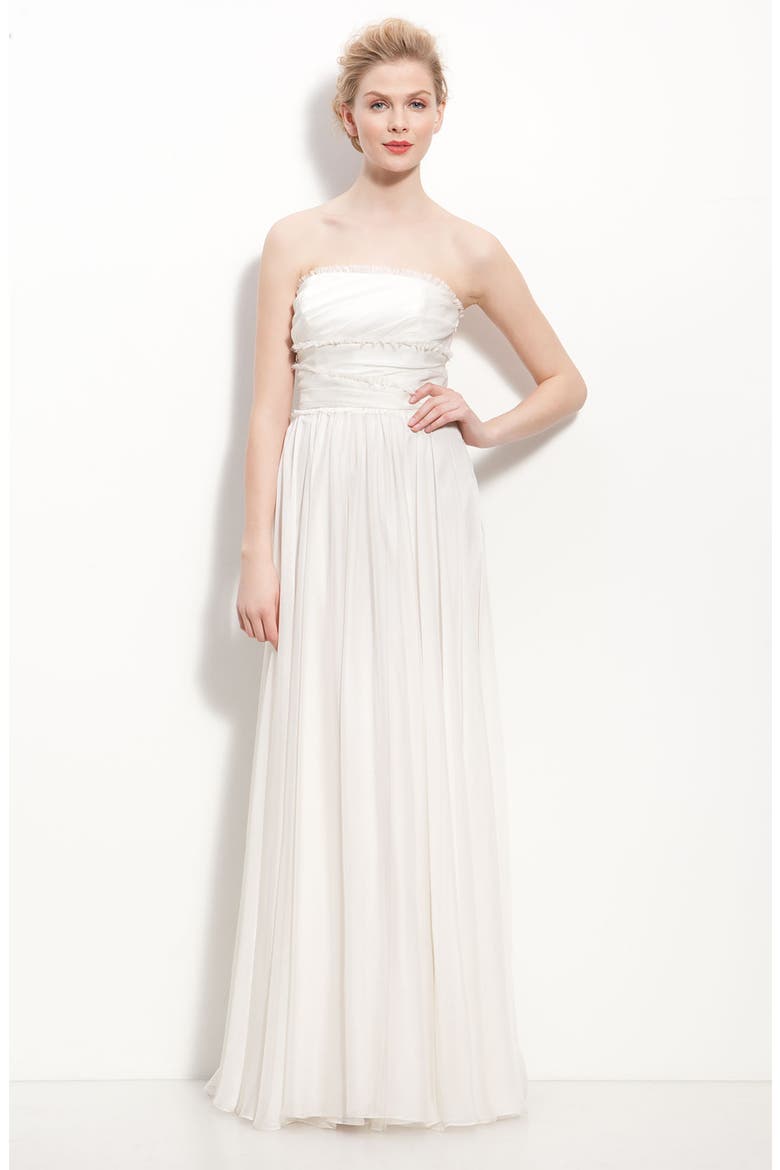 ML Monique Lhuillier Bridesmaids Strapless Chiffon Gown (Nordstrom Exclusive), Main, color, IVORY