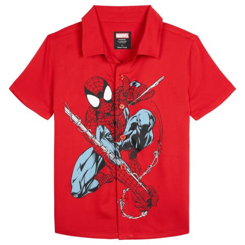 Spider-Man Hawaiian Short Sleeve Button Down Shirt