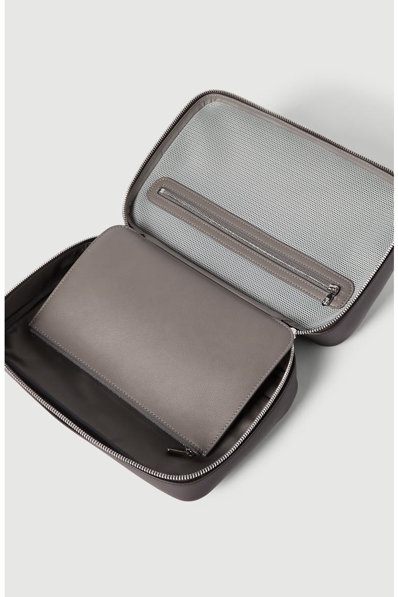 Smooth calfskin travel beauty case, Alternate, color, Brown