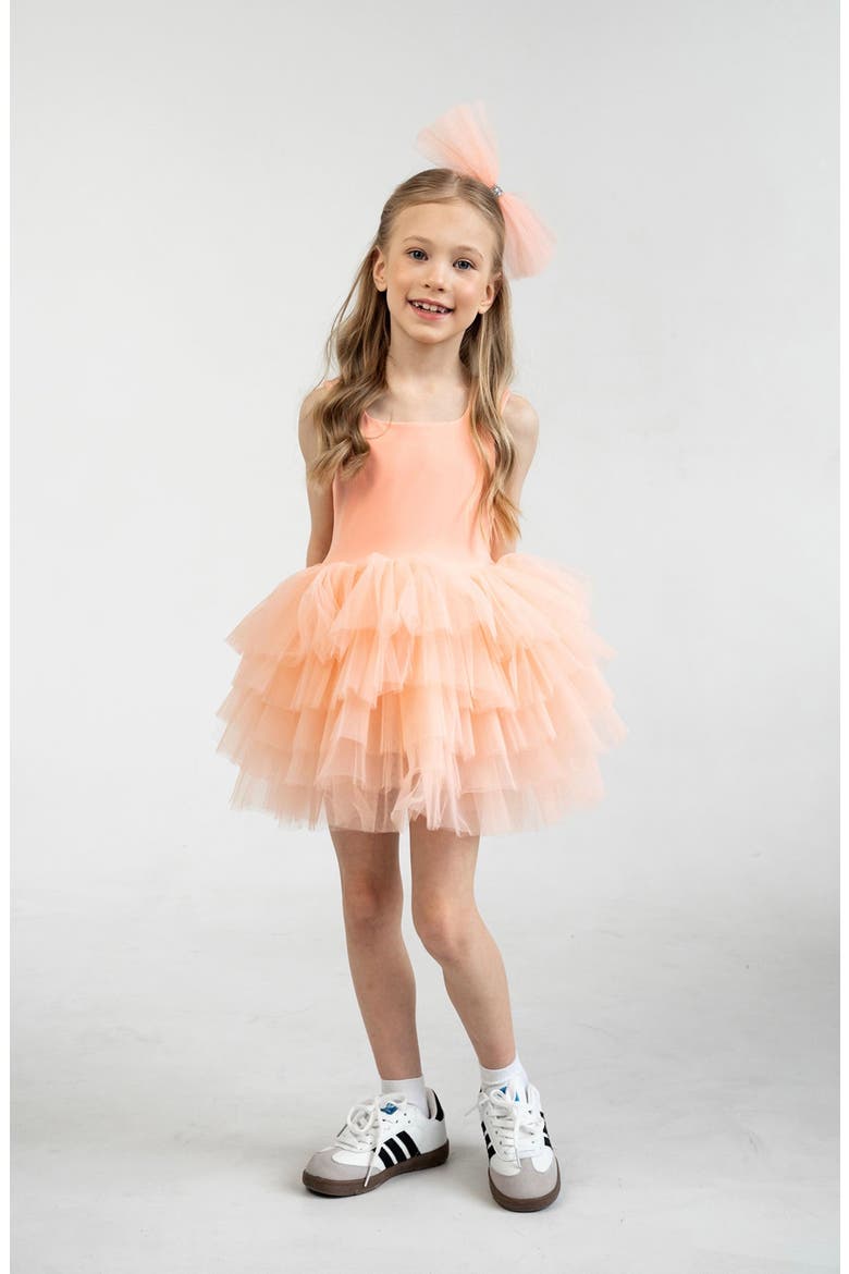 Sunset Sleeveless Fluffy Tutu Dress, Main, color, Salmon Sunset