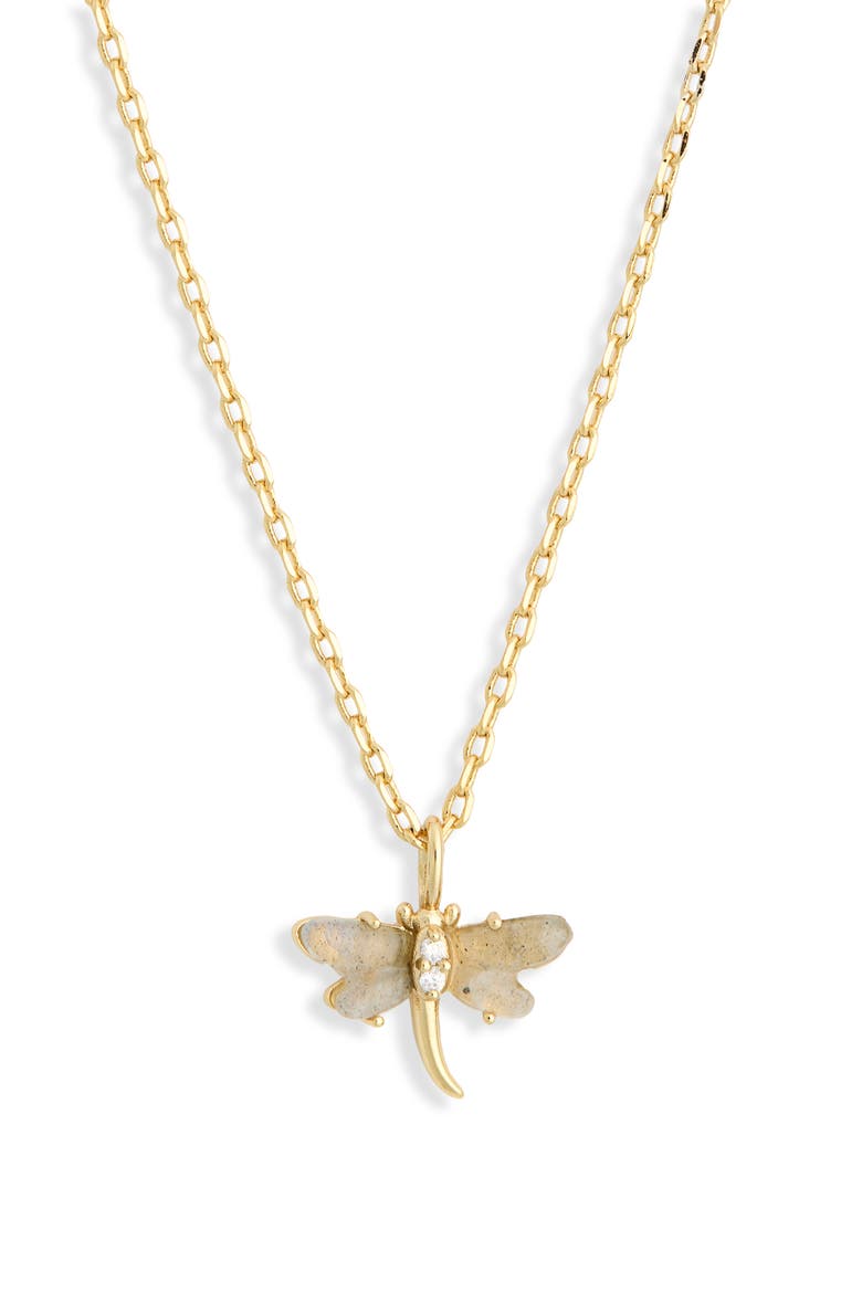 Dragonfly Pendant Necklace, Main, color, GOLD