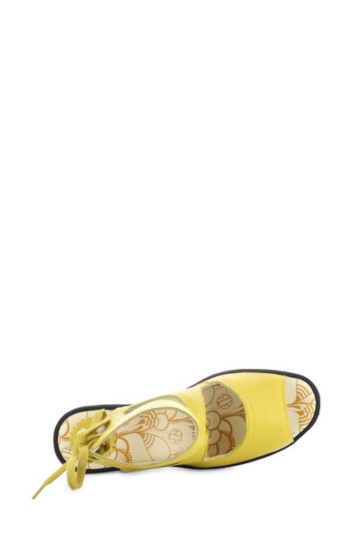 Fly London Yulp Platform Wedge Sandal In Bright Yellow
