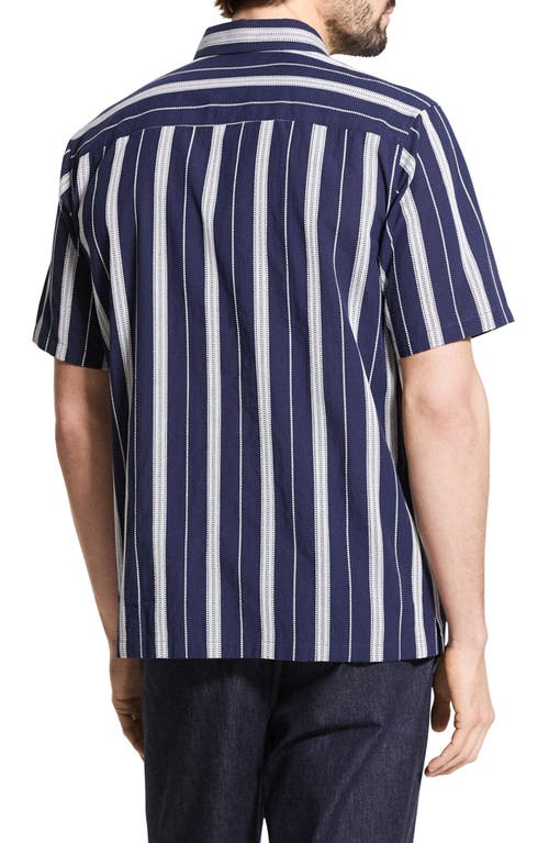 Theory Noll Summer Dobby Short Sleeve Button-up Shirt In Blue