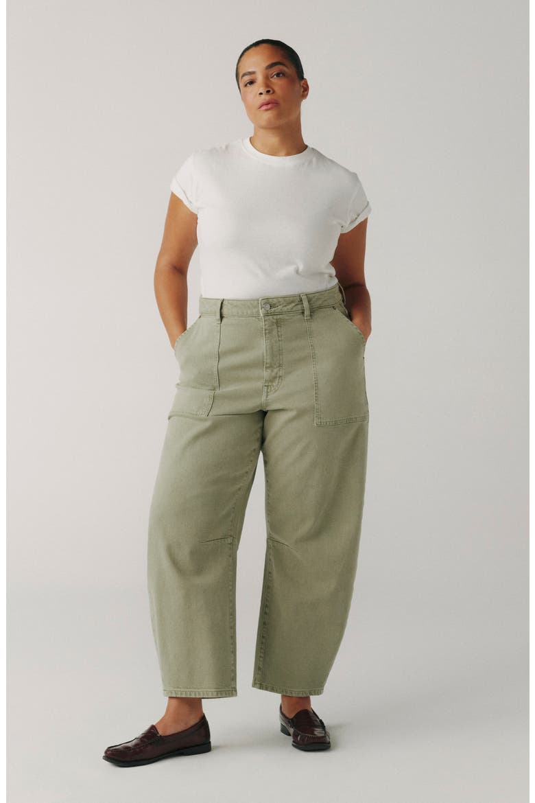 BNA Soft Curve Barrel Jeans, Alternate, color, LAUREL GREEN