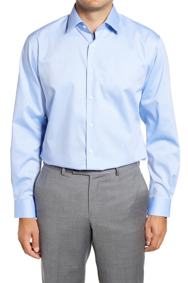 Traditional Fit Solid Non-Iron Dress Shirt, Main, color, BLUE AZURITE