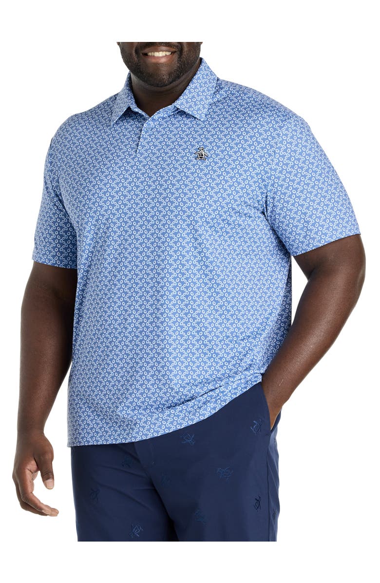 Original Penguin Big & Tall Lifesaver Print Performance Polo Shirt, Main, color, Quiet Harbor