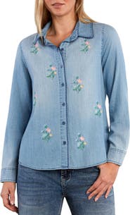 Billy T Petal Pop Embroidered Button-Up Shirt