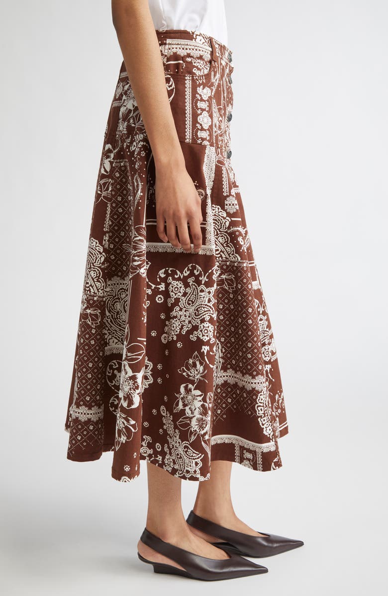 Cinq à Sept Print A-Line Midi Skirt, Alternate, color, Dark Sepia