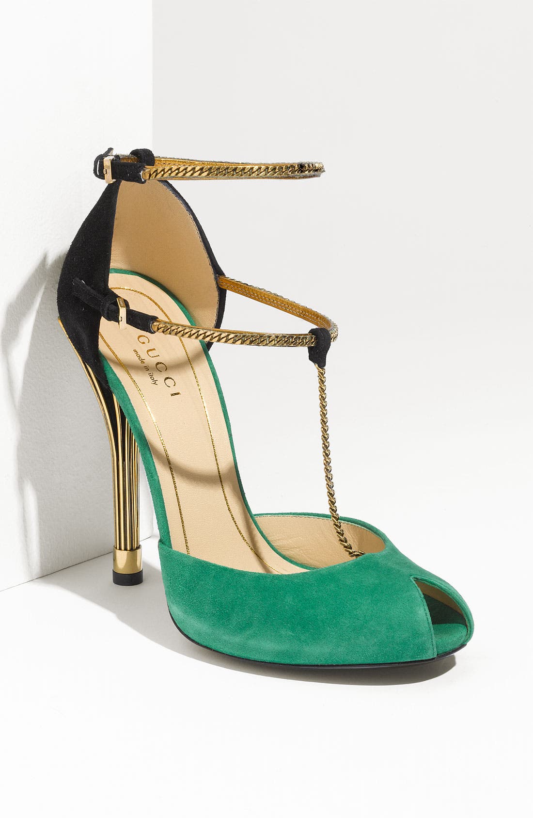 Chain Strap Mary Jane Sandal, Main, color, GREEN SUEDE